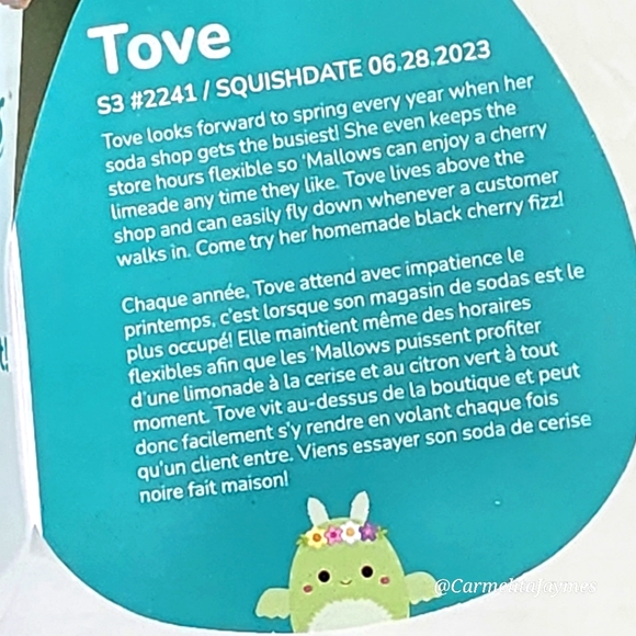 TOVE 🦋 Mint Green Moth Man w Flower Crown Clip Original Squishmallow ☆》NWT《☆ - Picture 3 of 7